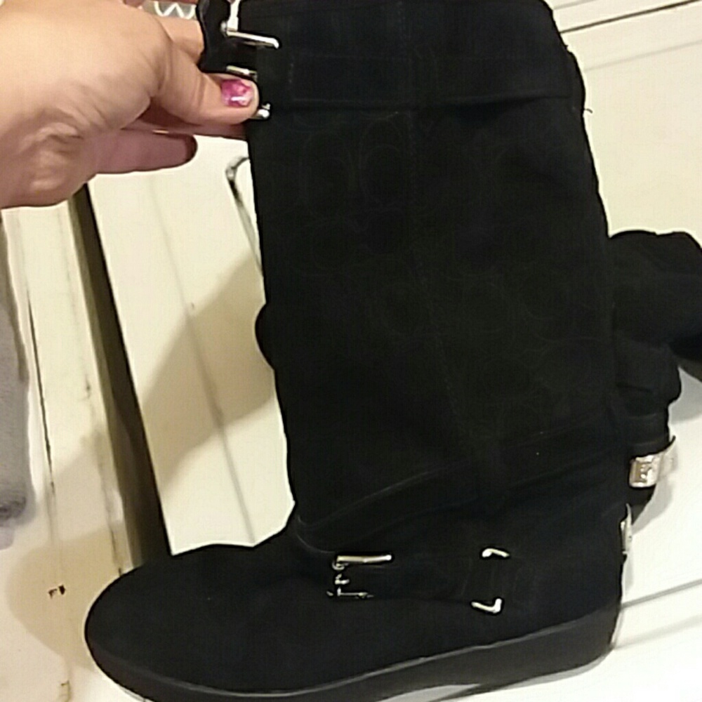 Coach black Thelma suede boots